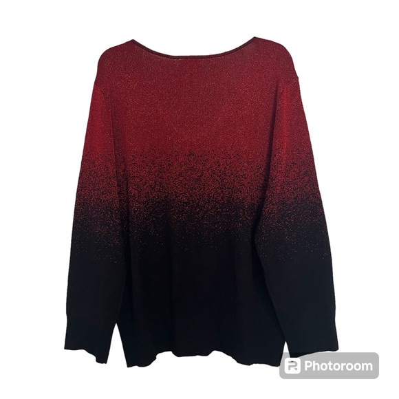 NWT Birch NY size 2X women’s long sleeve sweater top red and black - Picture 2 of 10